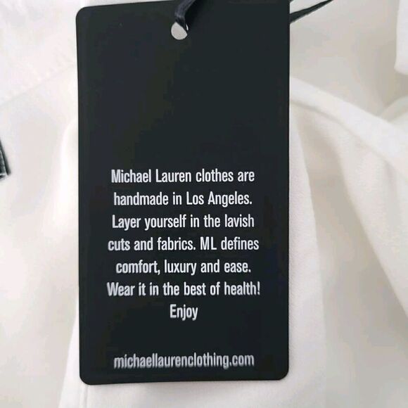 Michael Lauren REVOLVE Tomas Button Down Shirt w/Tails SZ M White Lagenlook NEW - Picture 14 of 15